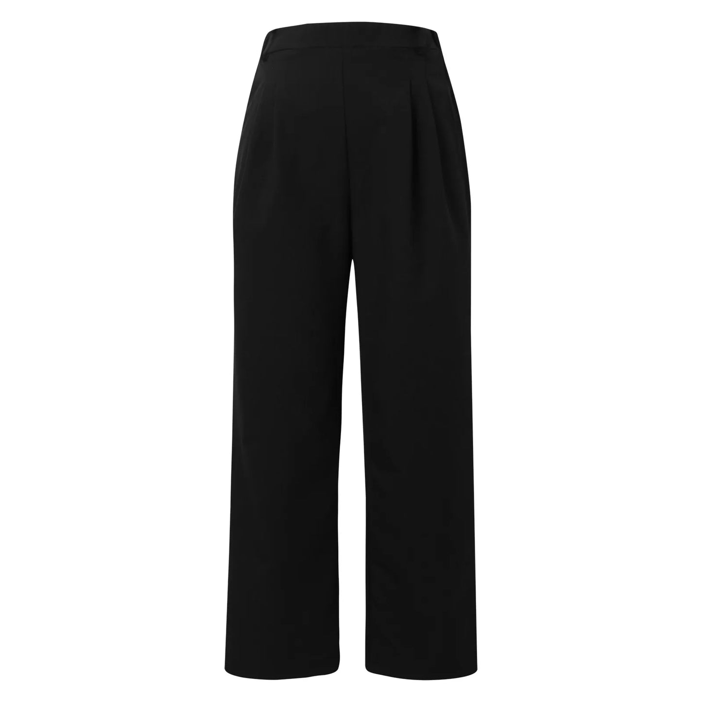 🍒Straight fit high rise trousers  fashionable smart casual women loose solid colour wide leg  pants Solid Slick Staples