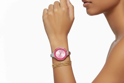 🍒Bangle watch for women stainless steel bracelet angle simple stylish fashion wrist watch analog quartz elegant jewellery silver and solid colour gift accessory Dont Risk Miss This Cool Wrist