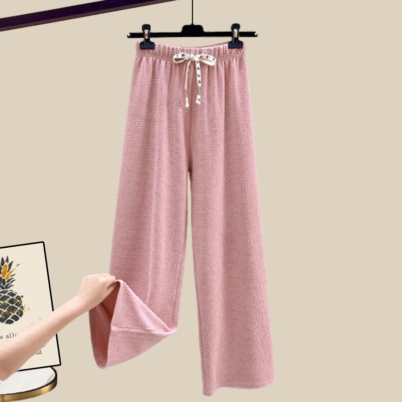 🍒Tweedelige stelpak elegante gebreide t-hemp met liefdeshartjie-top vir vroue en gemaklike wyebeenbroekstelle elegante gemaklike klere huisdrag klere Hou van Hierdie Stel
