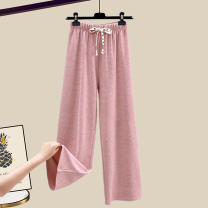 🍒Tweedelige stelpak elegante gebreide t-hemp met liefdeshartjie-top vir vroue en gemaklike wyebeenbroekstelle elegante gemaklike klere huisdrag klere Hou van Hierdie Stel