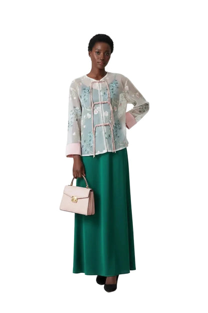 🍒Shirt jacket for women Light outer for women chinese style jacket chiffon embroidery Jacquard tie light cover up sunscreen cardigan Summer beach coverup for occasion and casual coverup See Through The Day