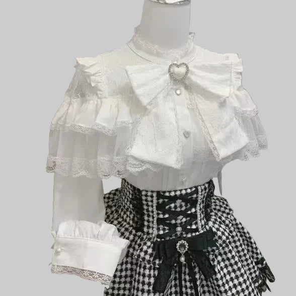 🍒Batwing sleeve shirt women lolita style loose red blouse for spring summer and autumn solid colour elegant top solid colour   Look Smooth In Your Ruffs