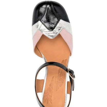 🍒Genuine leather chunky heels sandals womans pump sandals buckle ankle strap shoe open back wedding guest 33-46 shoes smart casual occasion footwear Chuck In Your Chunks