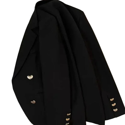 🍒Langmou dubbelborsbaadjie met lapel kort jasse vir vroue hoë kwaliteit buiteklere mode slim gemaklike baadjie vroue