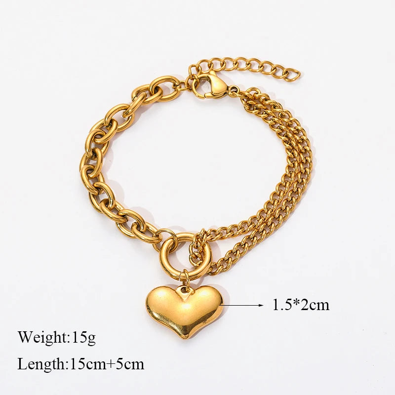 🍒Stainless steel star bracelet gold colour star charm moon starfish bracelet trendy wrist chain for women Jewellrey gifts  party accessories FISH Out This STAR