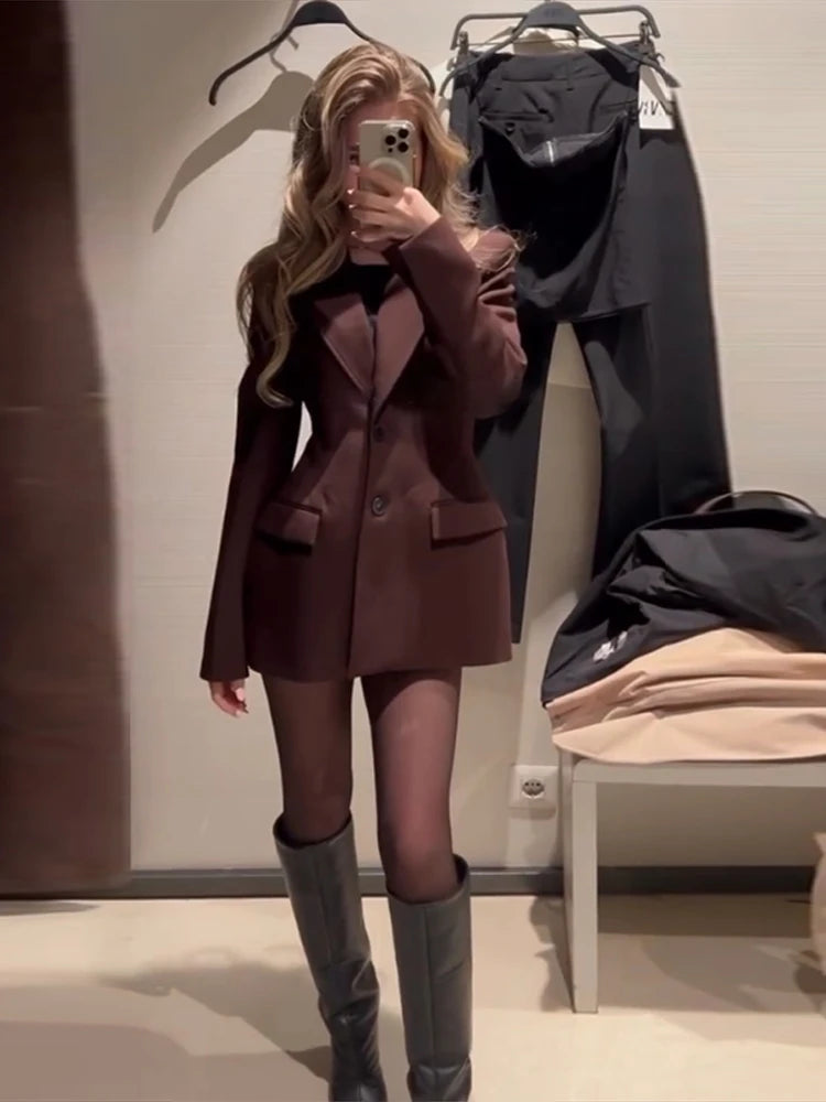 🍒Elegant office wear ladies  blazer and skirt sets lapel long sleeve jacket slim waist plus a-line mini skirt spring autumn fashion smart casual wear occasion wear