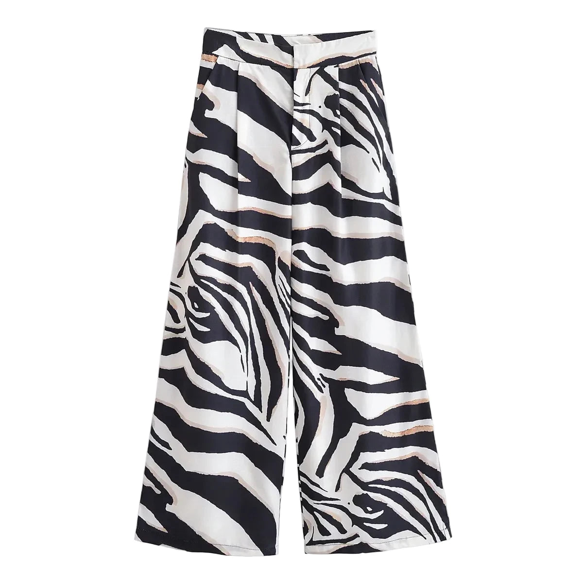 🍒Women summer holiday trousers and sleeveless top set single breasted top backless and elegant long high waist zipper pants loose fit Put your name aCROSS this ZEBRA and sING when you get it