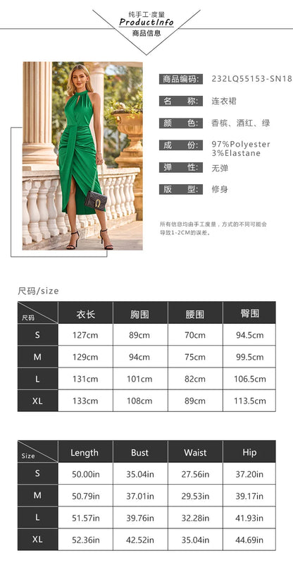 🍒Women's halter evening dresses party fashion clothing elegant long outfit occasion wear midi Be Seen In Emerald Envy Green Or Red Instead…
