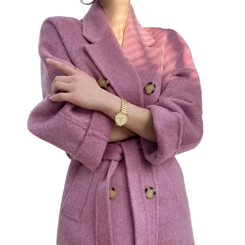 🍒Cashmere and wool coat thick double-sided two in one coat fashion for women beautiful Suit Jackets With Belt No Pulling The Wool Over Your Eyes With This Cashmere