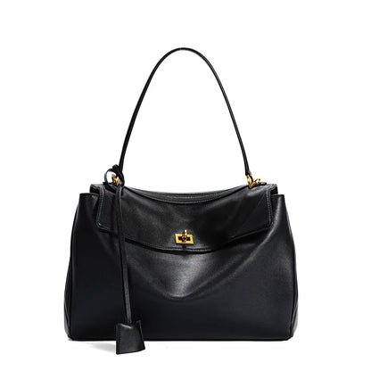 🍒Large capacity leather bag with lock for women's tote with advanced locking fashion high sensibility underarm bag that fits laptop smart casual accessory  Lock On To High Quality