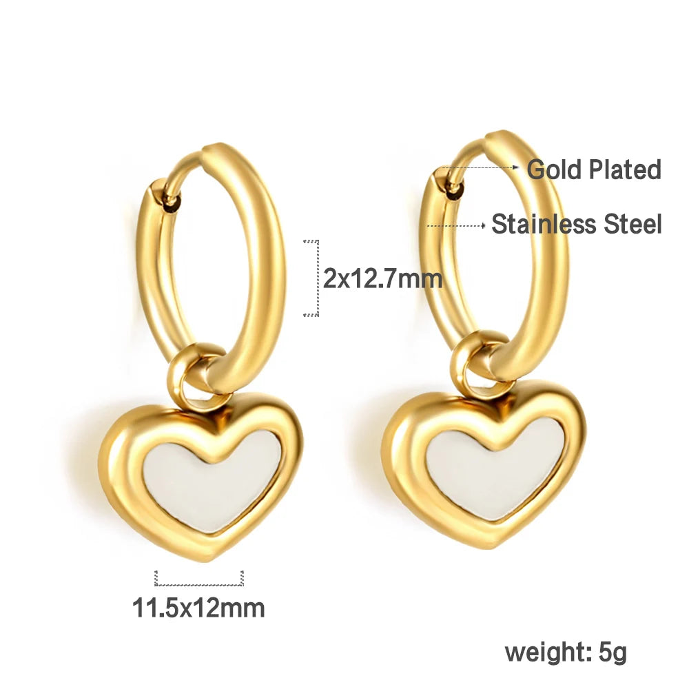 🍒 Stainless Steel Hoop Earrings enamel love heart Women Oil Drip jewelry Blue Black Red dangle drop earrings Always Love Drops
