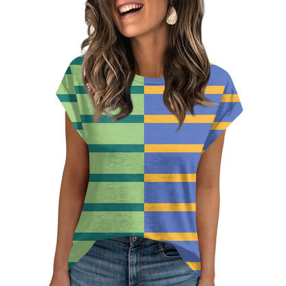 🍒Dames somer tops kortmou gestreepte oefen t-hemp om onder baadjie te dra mode nuwerwetse klere