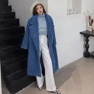 🍒Women winter faux fur coat winter long women female thick teddy bear outerwear Casual loose oversize outdoor wear Bear Winter With A Teddy