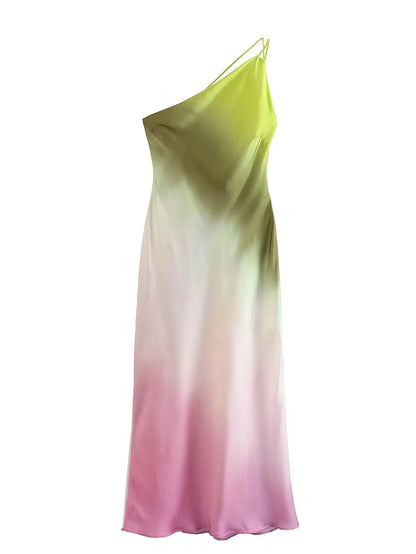 🍒Somerpartytjie maxi-rok ruglose satyn een skouer geleentheid partytjiedrag sonrok moulose drukwerk tie-dye-uitrusting Hou 'n Reguit Houding in Hierdie Koel Diagonale