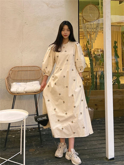 🍒Long vintage sunmmer dress sundress long for Women maxi outfit casual clothing floral fashion wear Fully Floral