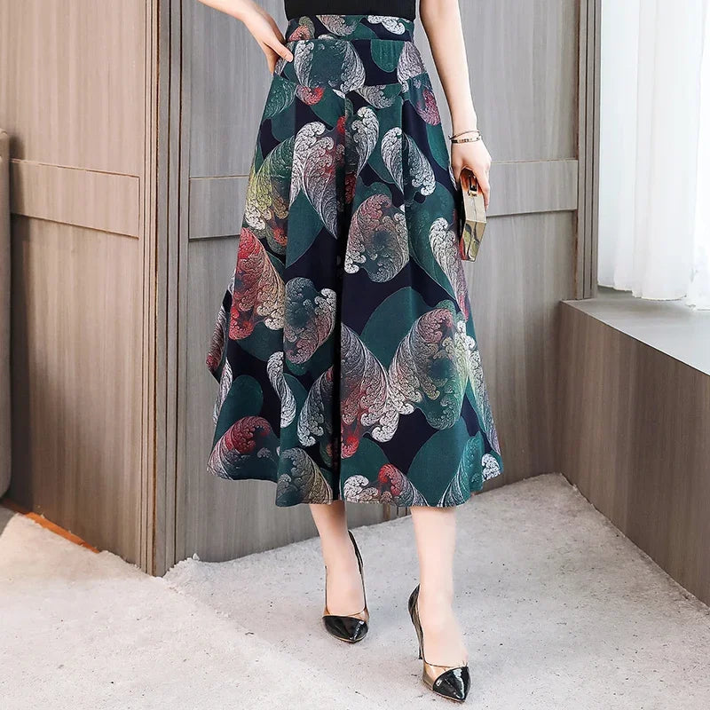 🍒Summer wide leg pants cropped smart casual women high quality loose bohemian skirt pants high waist vintage style trousers multi colour bottoms mid length trousers No Panting In These Summer Light Pants