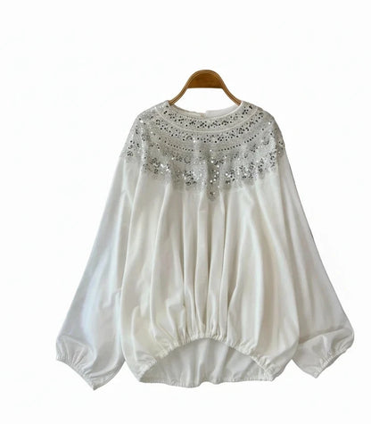 🍒Vintage fluweel bloes dames velours hemp paillette kleding elastiese middellyf top Los partytjie geleentheid drag kleding Gestem Fluweel Wisselend Nooit