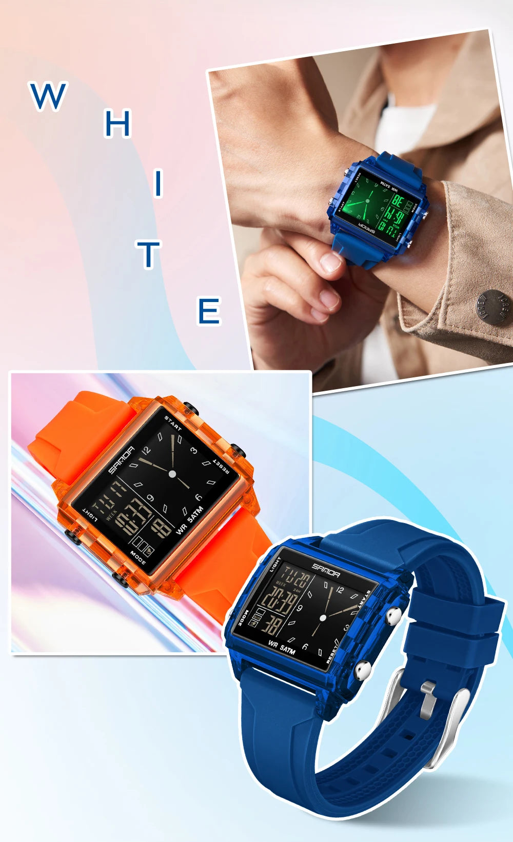 🍒Fashion electronic watches unisex luminous calendar time piece waterproof clock outdoor sports Casual Ladies Digital Wristwatch  Face The Day With A Big Face