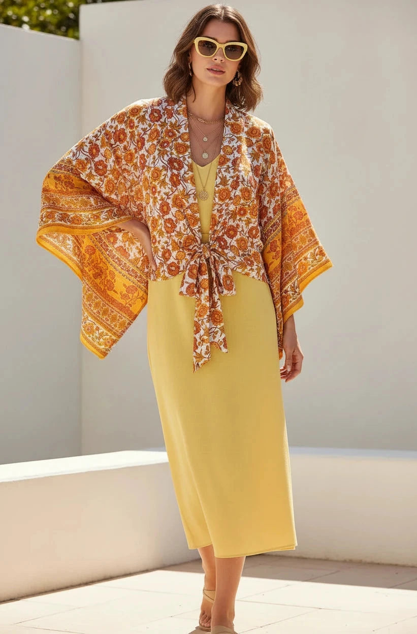 🍒Boho kimono vintage womens fashion short beach swimsuit robe floral clothing batwing sleeve top rayon bohemian bikini cover Ups Beachwear summer clothes Cool Cover