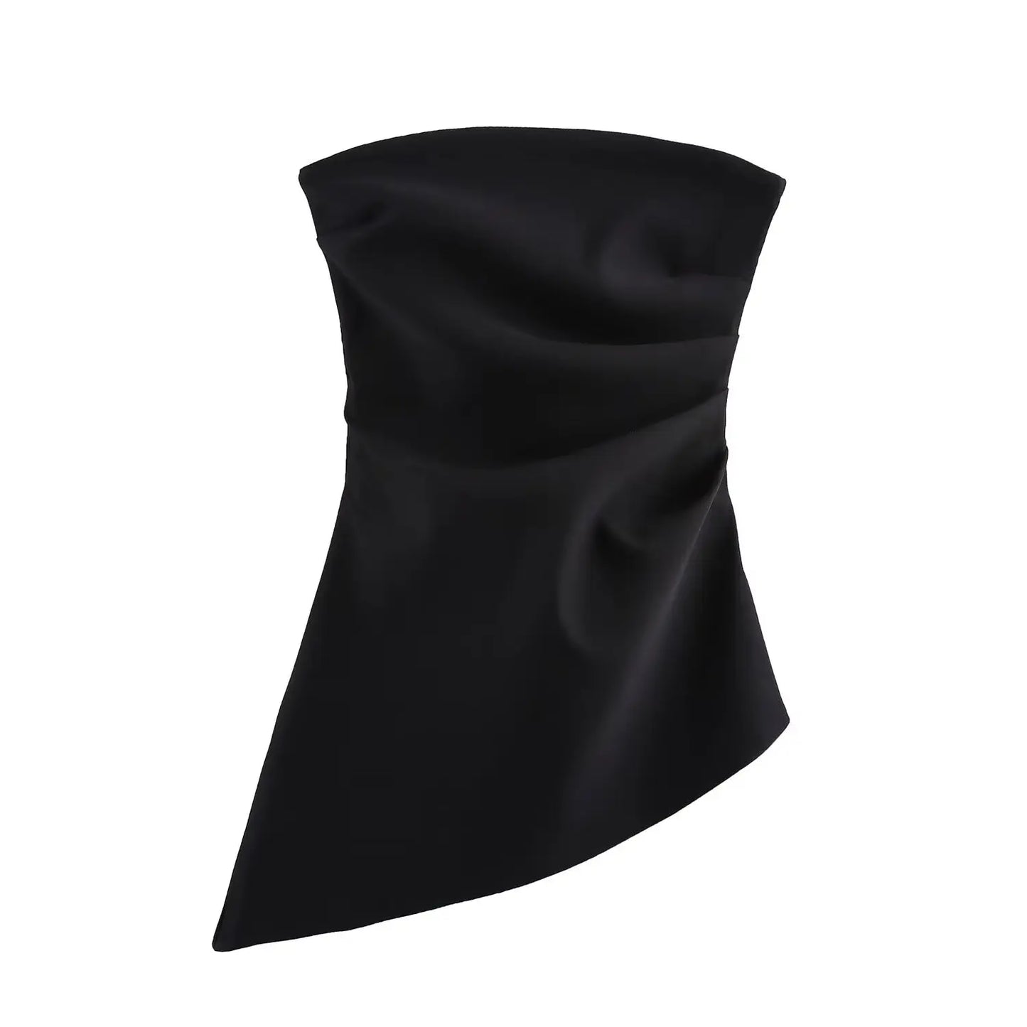 🍒Women's asymetric top pleated shoulderless tops without sleeveless fashion for women zipper smart casual clothing bandeau Get Your Chop Top