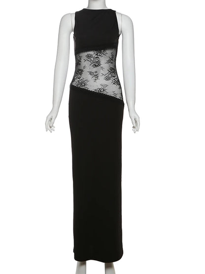 🍒Backless dress mixed media clothing Jacquard mesh outfit women Irregular chic clothes Y2K summer fashion midnight party club wear vacation bodycon ABS- olutely A SHEER Delight