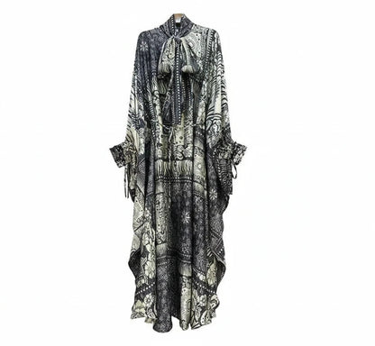 🍒Women's fashion maxi dress casual loose dress print female bohemian chic party a-line outfit for evening party occasion wear clothing Relaxed Retro Ruffle