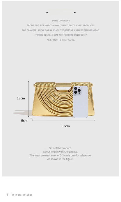 🍒Handwoven style Women's gold crossbody bag clutch handle occasion handbags smart casual strands pu material soft Texture triangle shape shoulder bag Strands Of Style