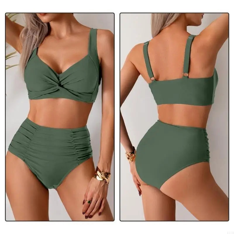 🍒Strap swimwear women high waist bikini set brazilian swimwear cross push up bra beach bathing suit full brief bather Take A Brief Second To Buy These