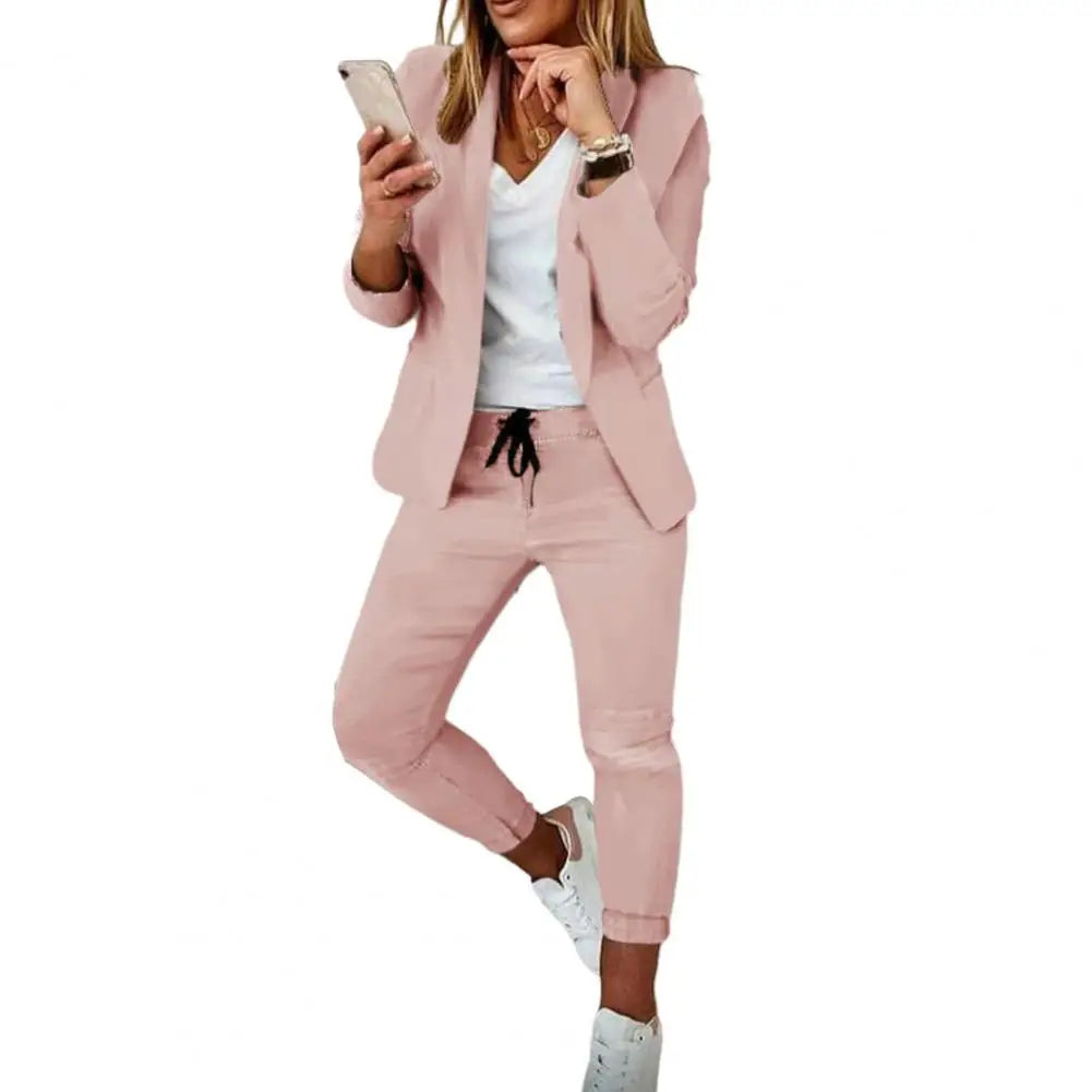 🍒Women's fashion two piece sets  hip length jacket and tapered pants  suit for office smart casual clothes Look Suitably Smart Casual
