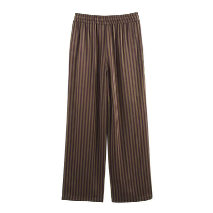 🍒Two piece straight pants sets for women fashion striped loose shirts Top amd pants suit smart cadual clothing summer Outfit Pin This Stripe To Your Basket