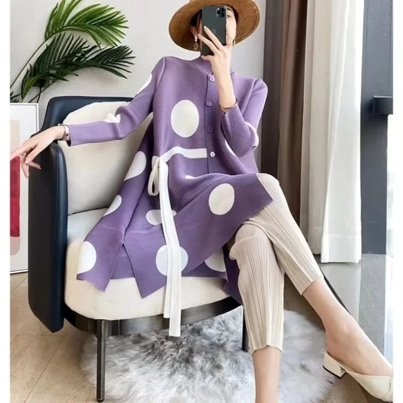 🍒Coat dress for wedding stylish long jacket single-breasted spring autumn spotty outfit chic designer outerwear ladies coat designer outerwear for women