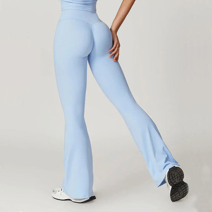🍒Flare leggings yoga pants women bell-bottoms yoga tights high waist fitness pants stretch gym workout sports push up leggings Look lovely Leg's