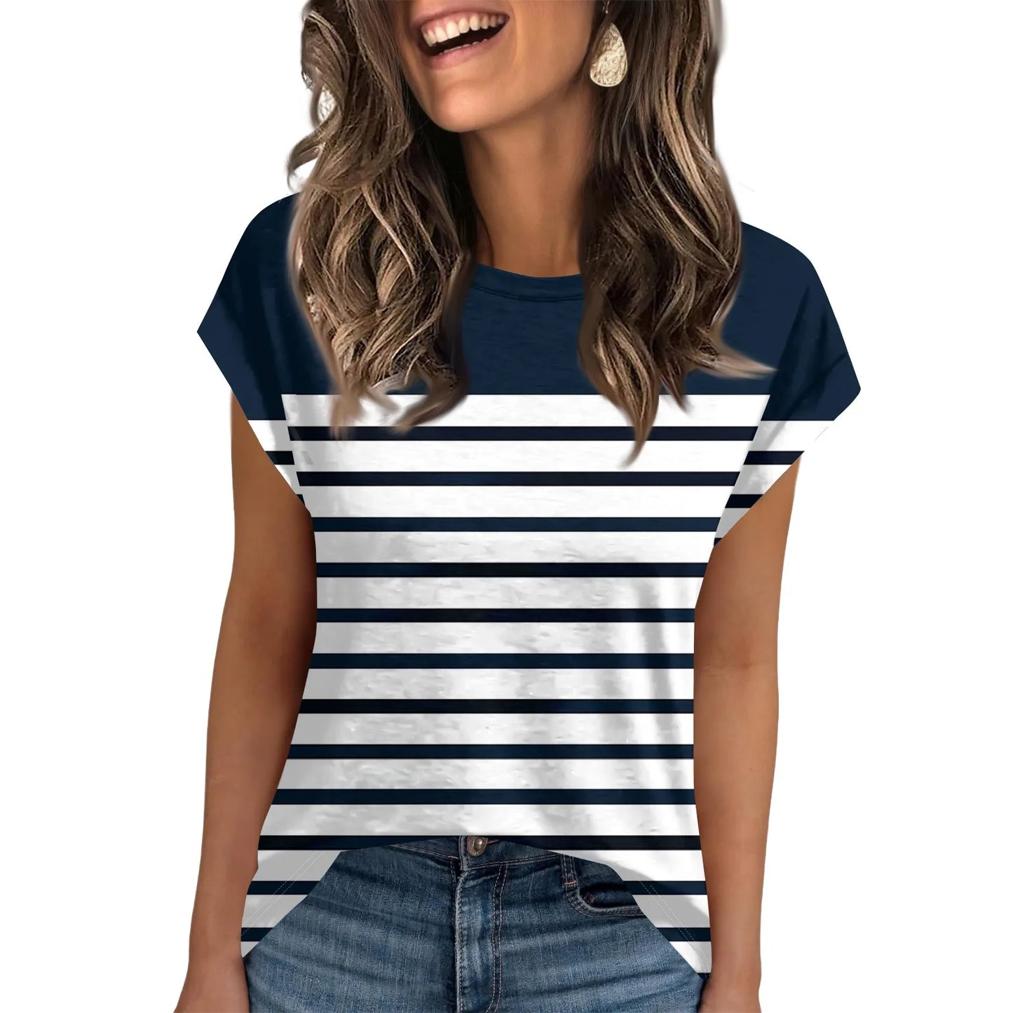 🍒Dames somer tops kortmou gestreepte oefen t-hemp om onder baadjie te dra mode nuwerwetse klere