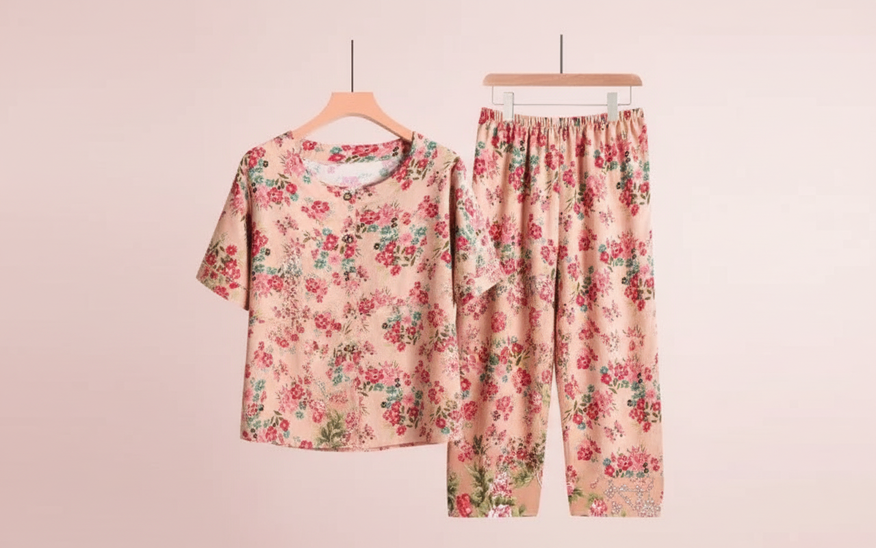 🍒Broek en T-hemp slaapklere stel katoen kortbroek en T-hemp sitkamerdrag bo-stuk en broek tuisdrag Slaapklere vir vroue 2-stuk slaapstel Trek jou BROEK en TEE aan en jy sal REG wees