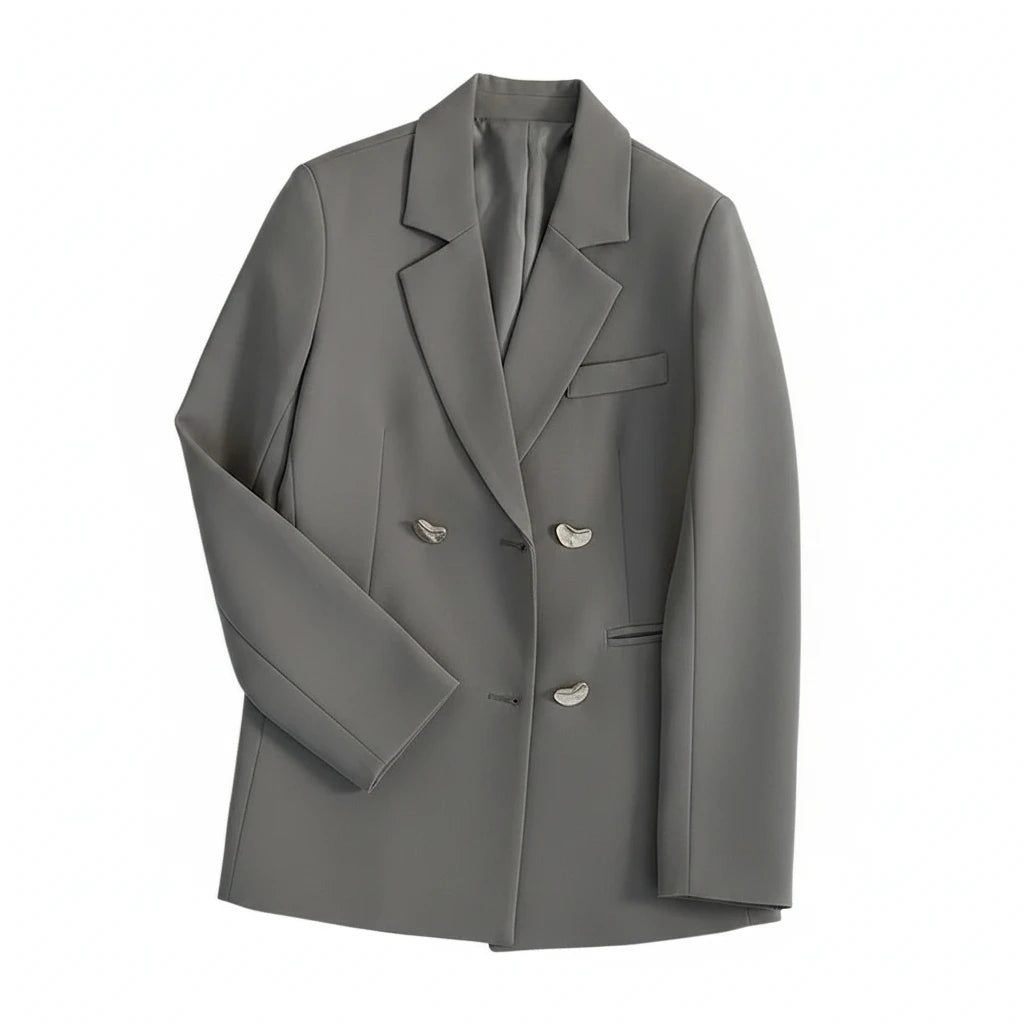 🍒Langmou dubbelborsbaadjie met lapel kort jasse vir vroue hoë kwaliteit buiteklere mode slim gemaklike baadjie vroue