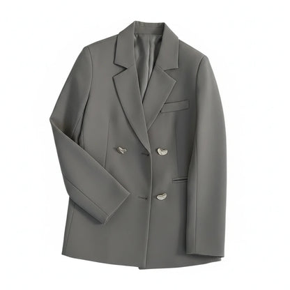 🍒Langmou dubbelborsbaadjie met lapel kort jasse vir vroue hoë kwaliteit buiteklere mode slim gemaklike baadjie vroue