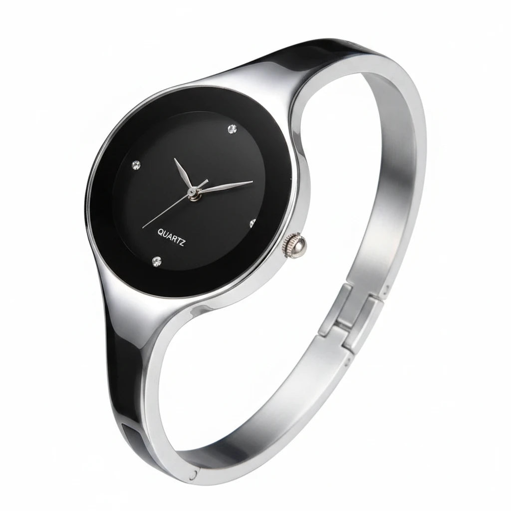 🍒Bangle watch for women stainless steel bracelet angle simple stylish fashion wrist watch analog quartz elegant jewellery silver and solid colour gift accessory Dont Risk Miss This Cool Wrist
