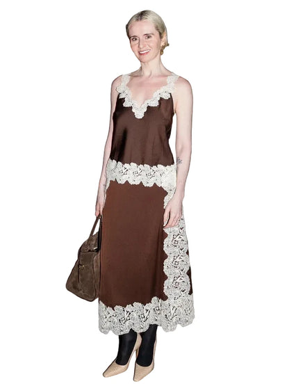 🍒 Kant-camisole en maxi-rompstel vir vroue, lappieskombers mouloos ooprug-top en lang los rompe, vroulike somermode, geleentheidspartytjieklere, deftige gemaklike vroue, Lady Lace