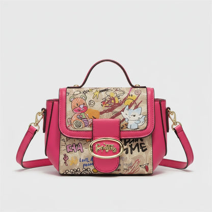🍒涂鸦手提包/单肩包女包设计师奢侈品斜挎包女士斜挎包粉色斜挎包休闲包 毫无谎言，这款涂鸦包可以属于你
