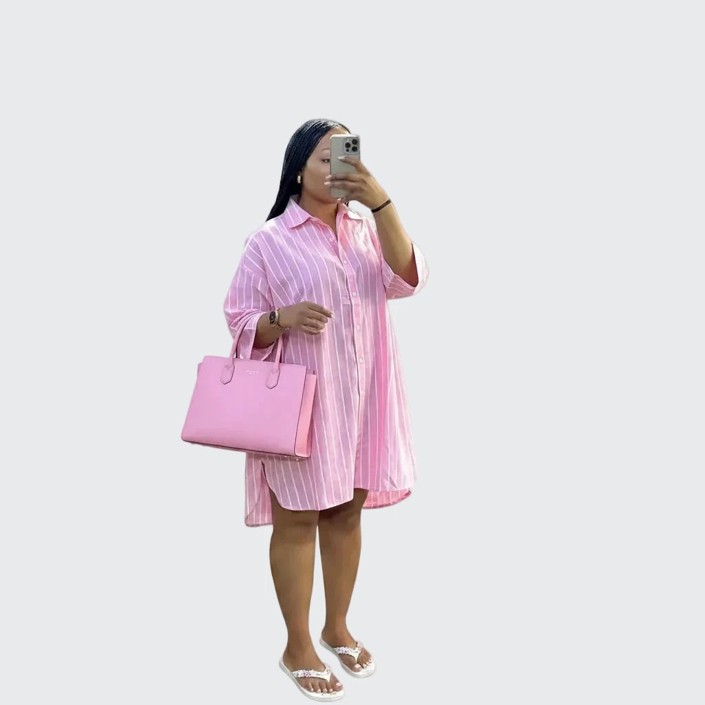 🍒Mid length shirt top turn down collar shirt womens dress tops full sleeve top striped pastel fashion Y2k streetwear Spring summer blouses  Shirt Some Style