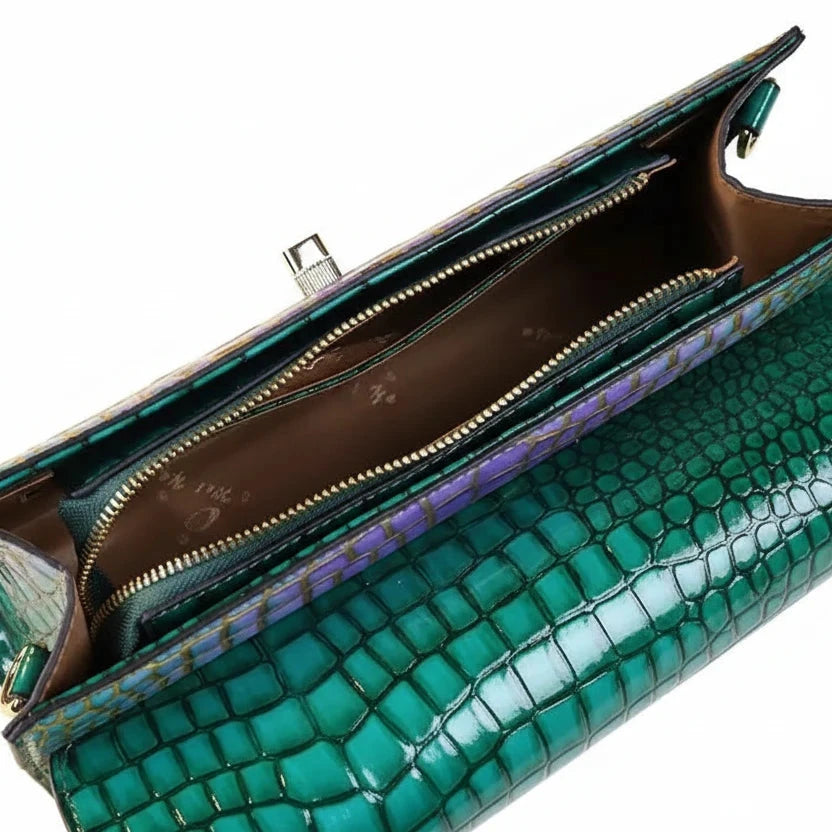 🍒Luxury designer handbags for women crocodile print bag brand high quality crocodile crossbody purse cowhide tote bag women's occasion fashion accessory  Snap Up Your Cool Crinkly Croco