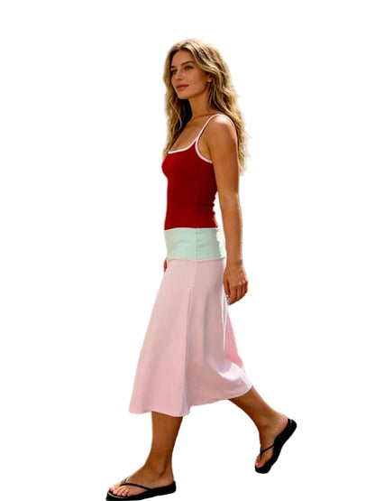 🍒Spaghetti strap tank dress short contrast colour dress for women fashion outfit sleeveless a-line vacation clothing beachwear holiday clothing casual summer wear Get CHOCO BLOCK compliments with this COLOUR dress