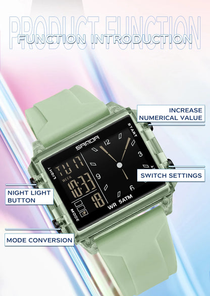 🍒Fashion electronic watches unisex luminous calendar time piece waterproof clock outdoor sports Casual Ladies Digital Wristwatch  Face The Day With A Big Face