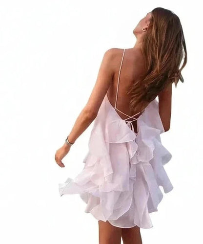 🍒Ruffles long dress for women 3d fower backless sleeveless outfit slim fit maxi dress summer fashion clothing holiday party wear beach layer occasion clothes Maxi-mum Ruffle Without Kerfuffle