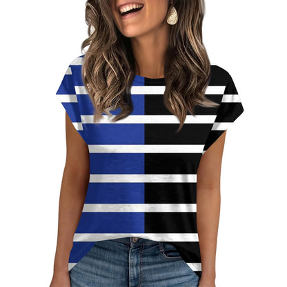 🍒Dames somer tops kortmou gestreepte oefen t-hemp om onder baadjie te dra mode nuwerwetse klere