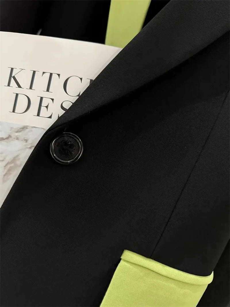 🍒Mode blazer baadjie lente herfs langmou swart baadjie kontras lapwerk kantoorklere vir vroue buiteklere slim gemaklike pakjas vroulike sjiek mode   Maak Jou Verskyning In Jou Kontras