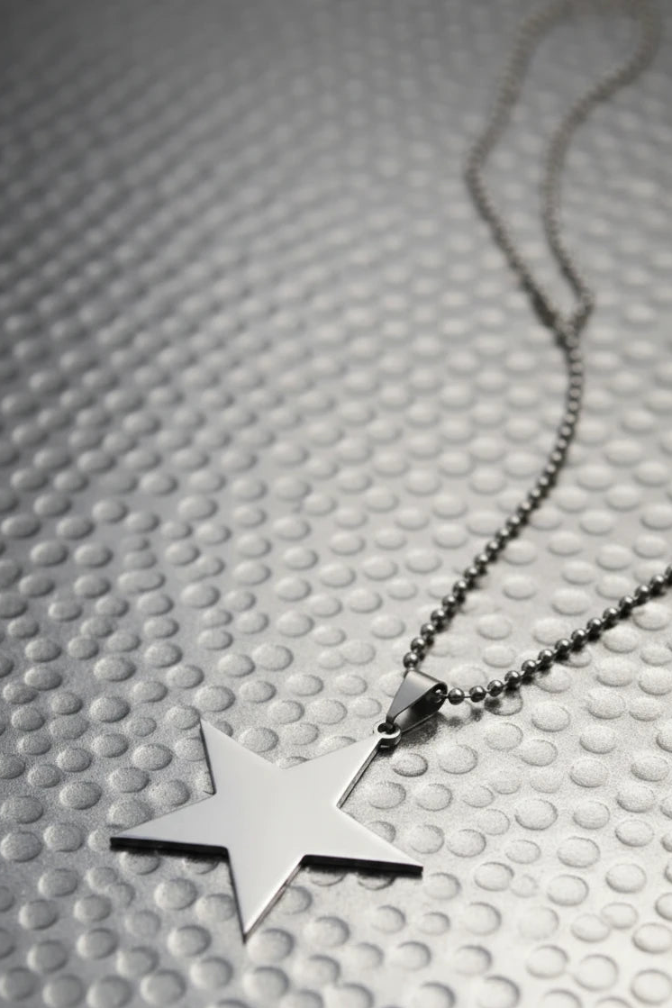 🍒Titanium stainless steel star pendant necklace creative star men/Women gift party Jewellery smart casual jewellery Slick Silver Star