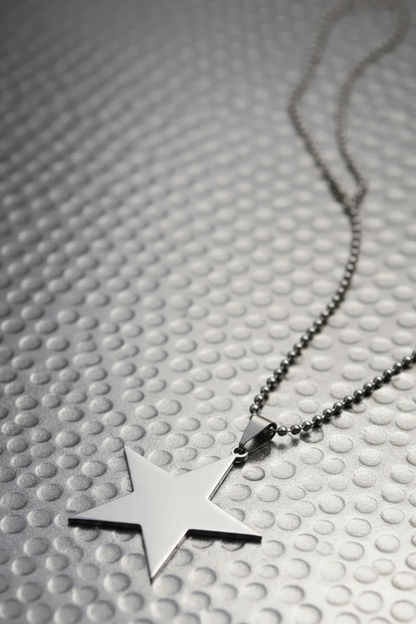 🍒Titanium stainless steel star pendant necklace creative star men/Women gift party Jewellery smart casual jewellery Slick Silver Star