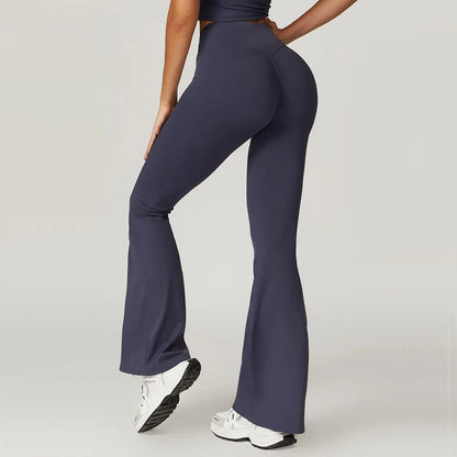 🍒Flare leggings yoga pants women bell-bottoms yoga tights high waist fitness pants stretch gym workout sports push up leggings Look lovely Leg's