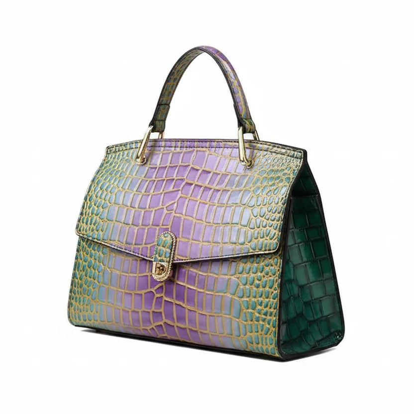 🍒Luxury designer handbags for women crocodile print bag brand high quality crocodile crossbody purse cowhide tote bag women's occasion fashion accessory  Snap Up Your Cool Crinkly Croco